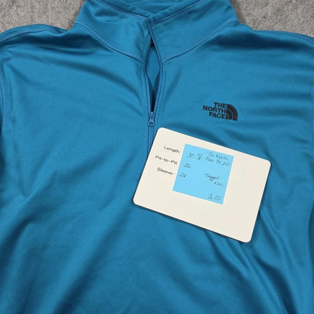 The North Face Pullover Mens 2XL Blue Long Sleeve Fleece 1/4 Zip Hiking Top